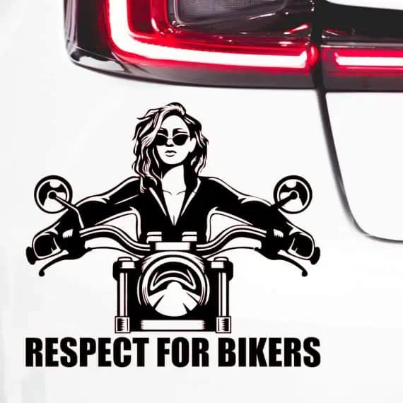 Nalepka motoristka na motorju respect for bikers