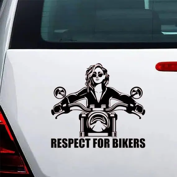 Nalepka motoristka na motorju za avtomobile