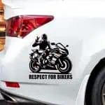 Nalepka za avto motorist na suzuki ninja in kaže respect for bikers