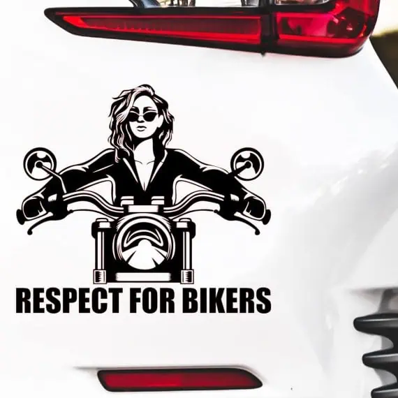 Nalepke za avto motoristka na motorju