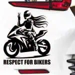 Nalepke za avto respect for bikers za motoristke