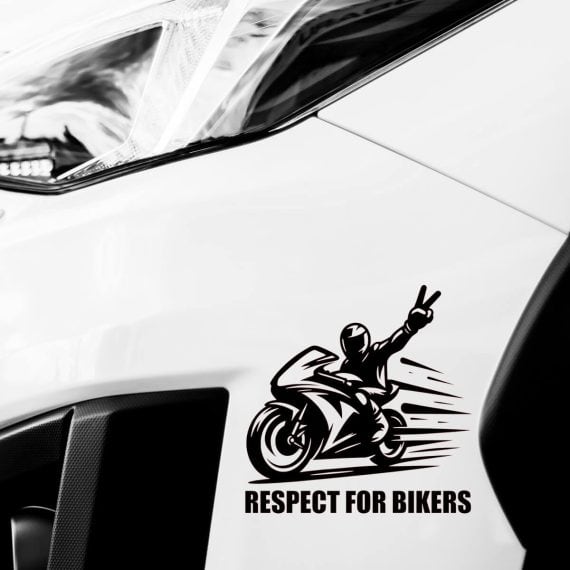 respect motoristična nalepka za pozdrav motoristom
