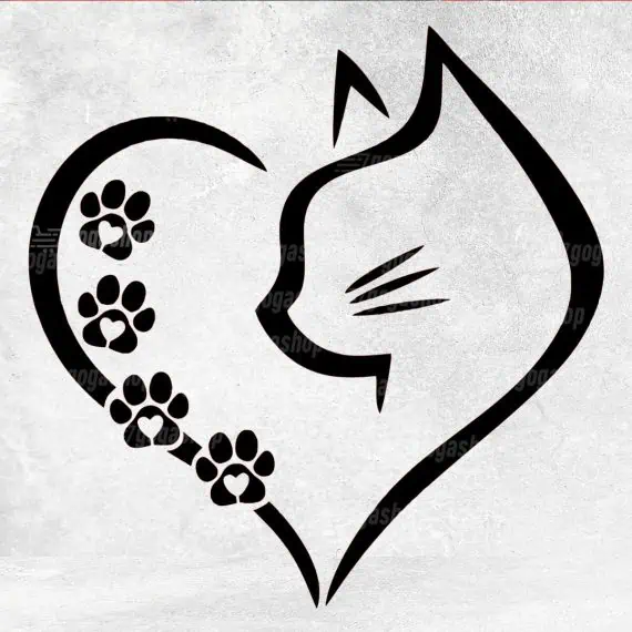 Cat heart nalepka