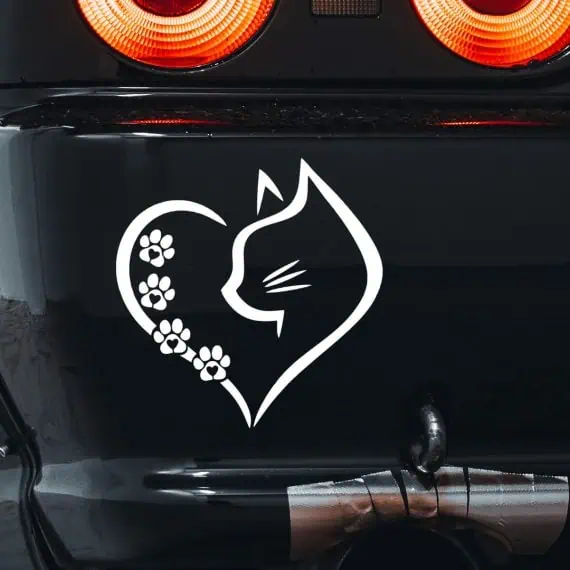 Cat heart nalepka za avto