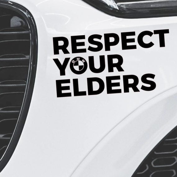 Nalepka BMW Respect your elders za avto