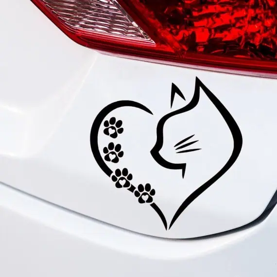 Nalepka Cat heart za avto