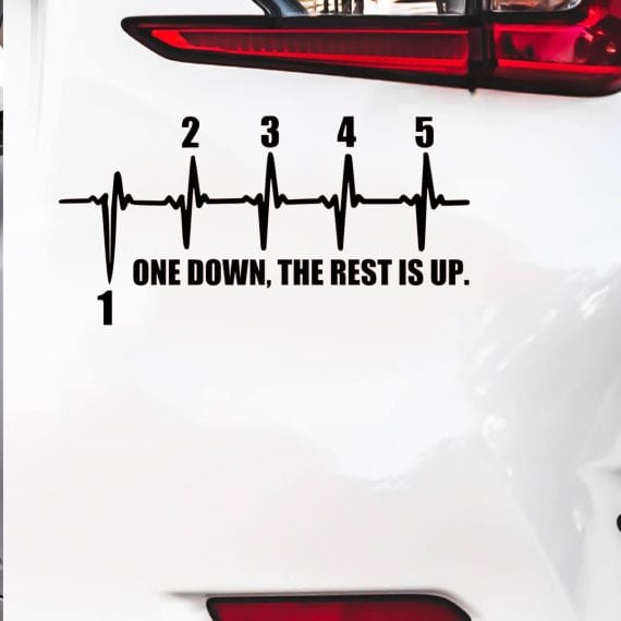Nalepka One down, the rest is up. za motoriste in avto