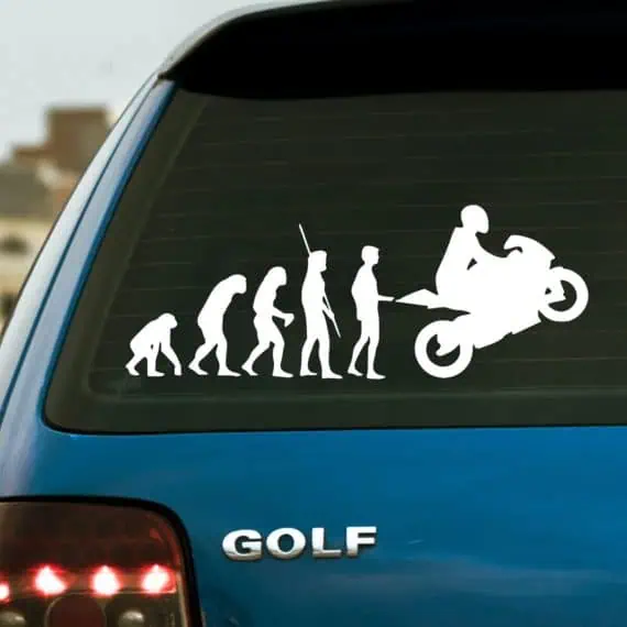 Nalepka evolucija motorista za avto