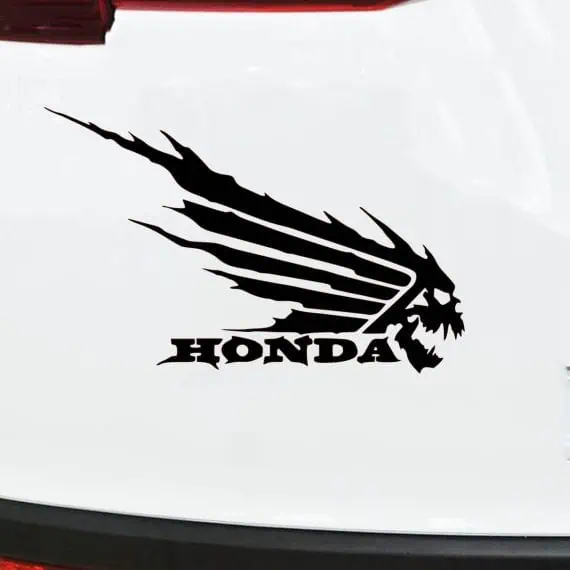 Nalepka lobanja v ognju z napisom HONDA