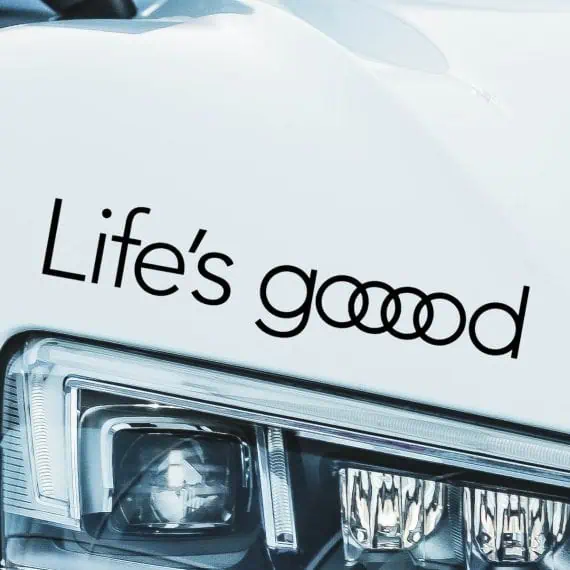 Nalepka za avto Audi z napisom Life is Good