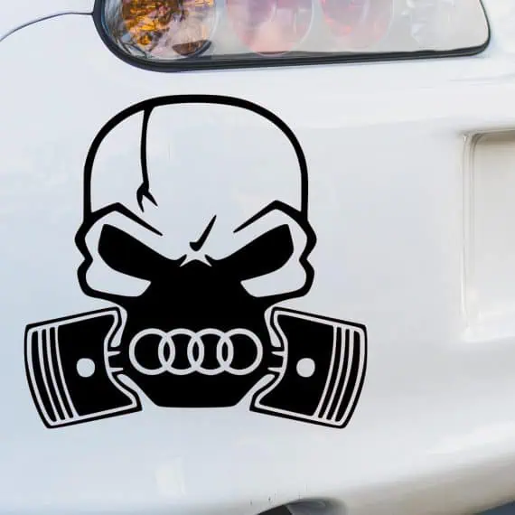 Nalepke za avtomobile Lobanja z gasmasko in AUDI logotom