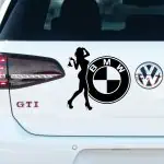 Avto nalepka BMW logo in ženska s tangicami