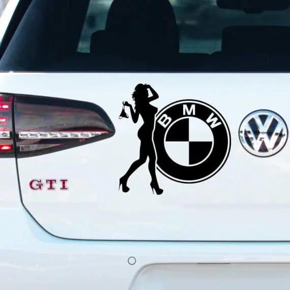 Avto nalepka BMW logo in ženska s tangicami