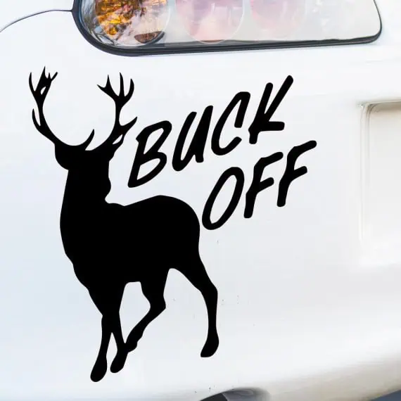Avto nalepka BUCK OFF za lovce