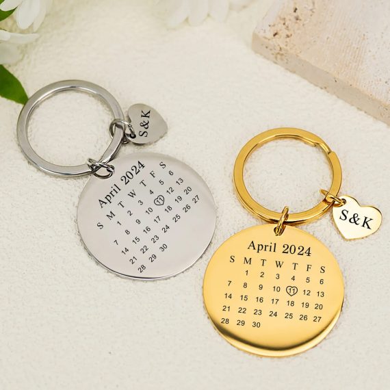 Graviran personaliziran obesek za ključe s sliko zlat in rožnato gold