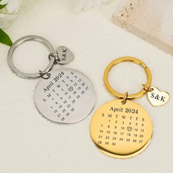 Graviran personaliziran obesek za ključe s sliko zlat in rožnato gold