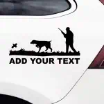Lovec s puško in psom nalepka za avto