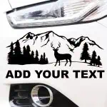 Lovska nalepa za avto gore smreke in jelen