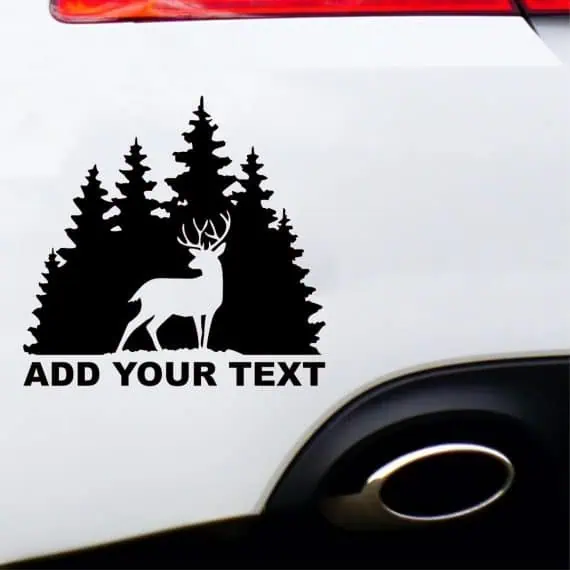 Lovska nalepka jelen in smreke