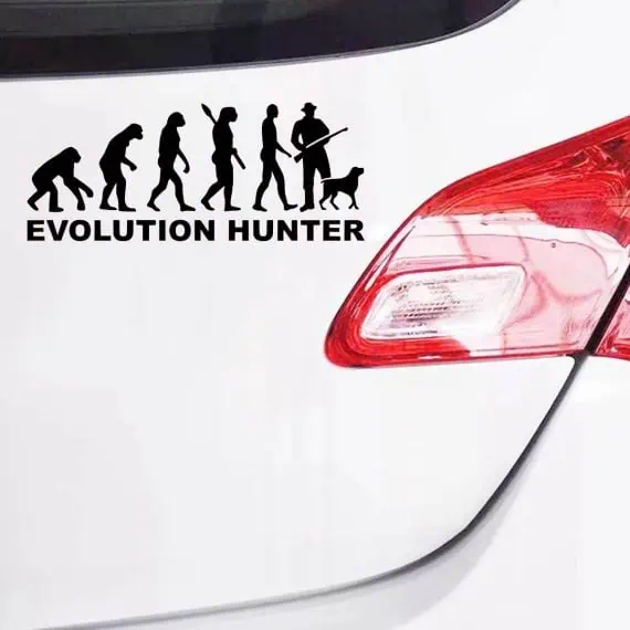 Lovska nalepka za avto evolucija lovcev