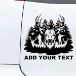 Lovska nalepka za avto z jeleni, lovci in racami