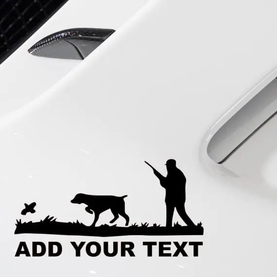 Nalepka Lovec s puško in psom