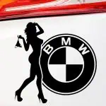 Nalepka za avto BMW logo in ženska s tangicami