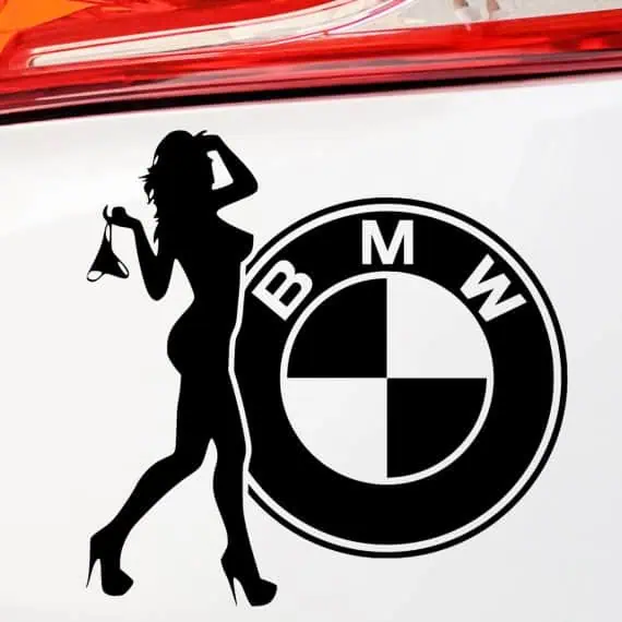 Nalepka za avto BMW logo in ženska s tangicami