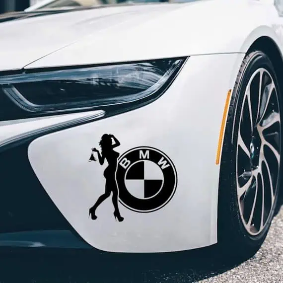 Nalepka za avtomobile BMW logo in ženska s tangicami