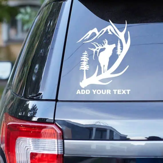 Nalepka za avtomobile jelen, rogovi in gore