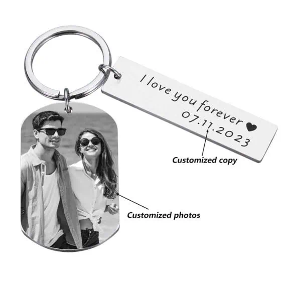 Personalizirani obesek za ključe z gravirano sliko in tekstom