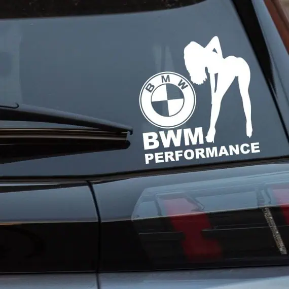 avto nalepka logo BMW PERFORMANCE seksi ženska
