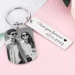 graviran Obesek za ključe s sliko in tekstom