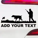 nalepka za avto Lovec s puško in psom