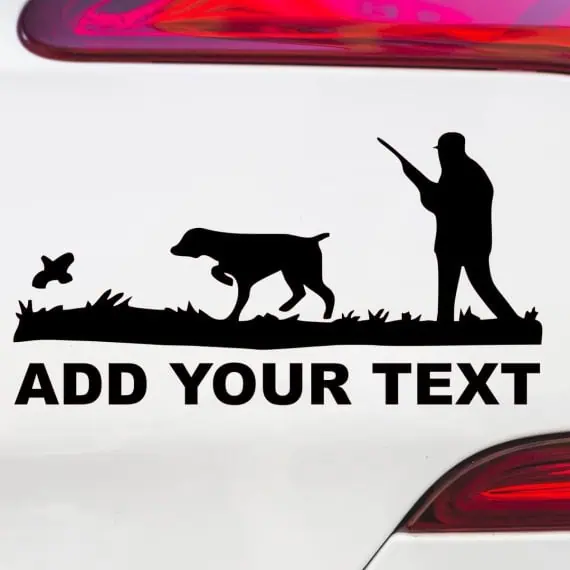 nalepka za avto Lovec s puško in psom