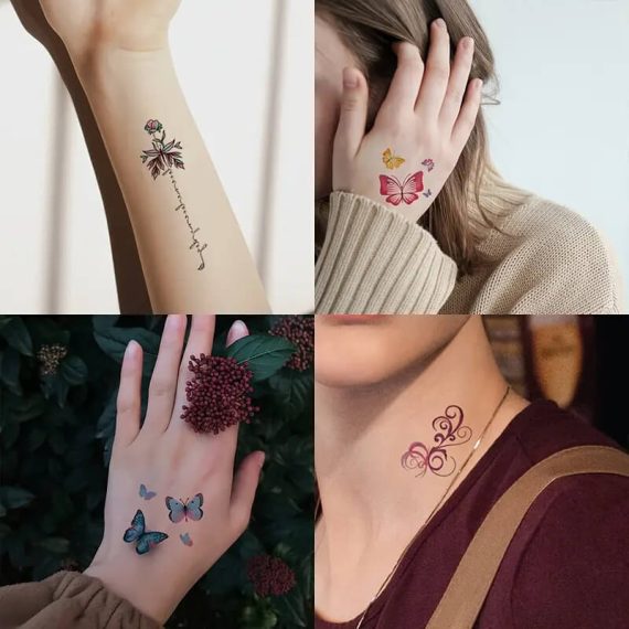 30 tatujev nalepk barvni metulji