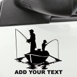 Nalepka za avto oče in sin lovita ribe iz čolna
