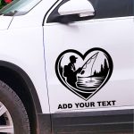 Nalepka za avtomobile ribič v srcu