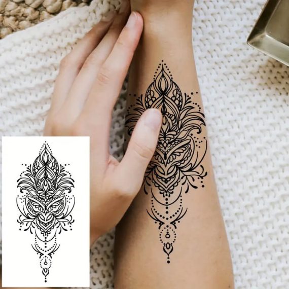 začasna tattoo nalepka čipkasta roža na roki ženske