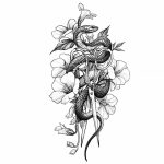 Tatu kača, škarje in cvetovi